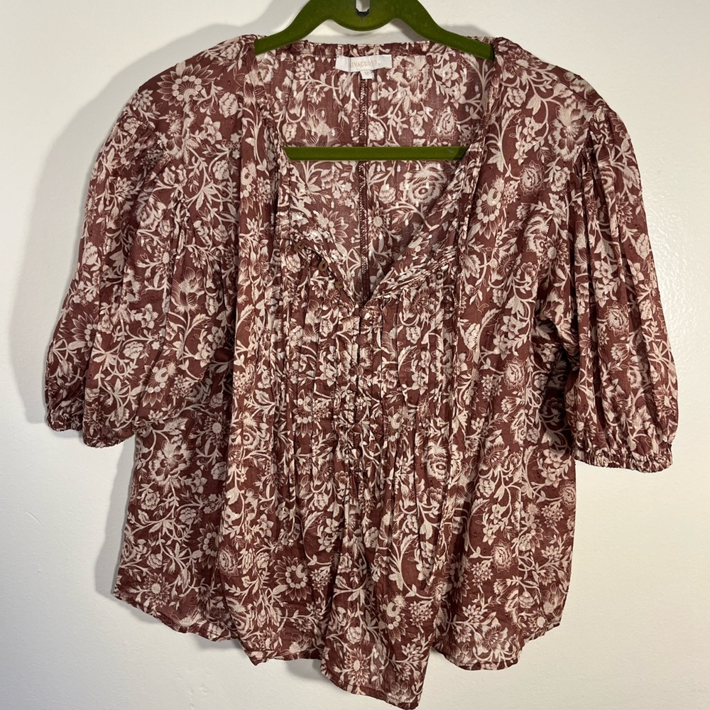 Olivaceous puff sleeve blouse